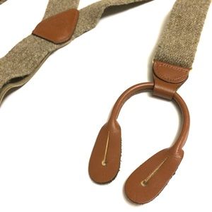 Suspenders Brown Leather & Wool/Acrylic New Button